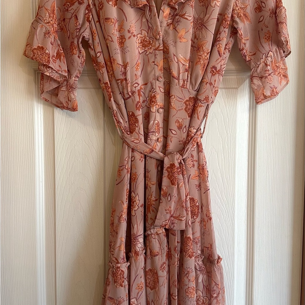 NWT Floral Tie-Waist Mini Dress - Dusty Rose Size Medium